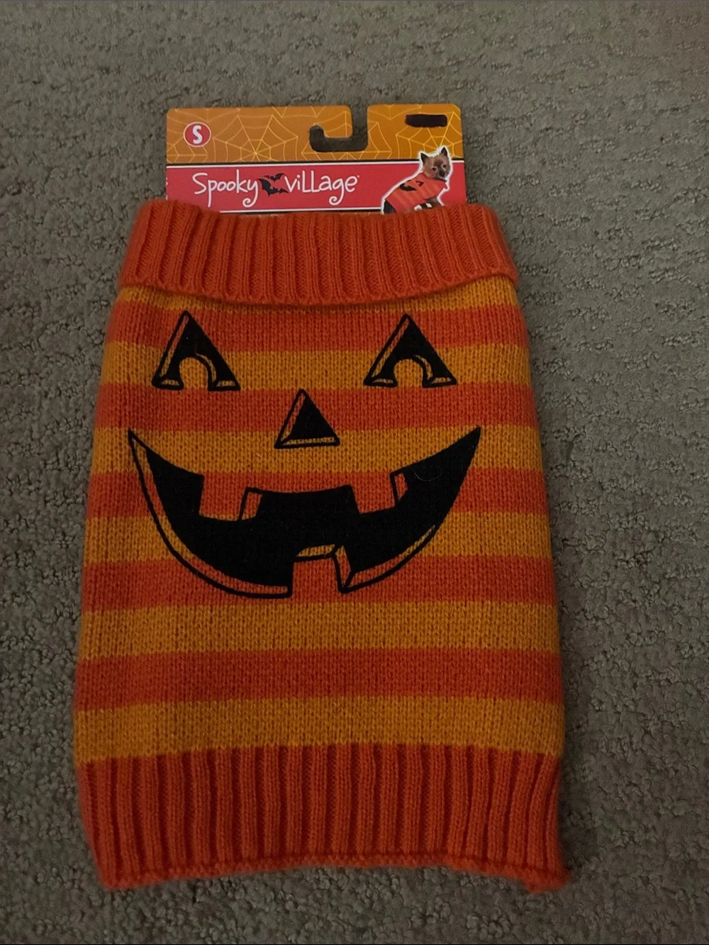Orange Striped Pumpkin dog Costume Sweater